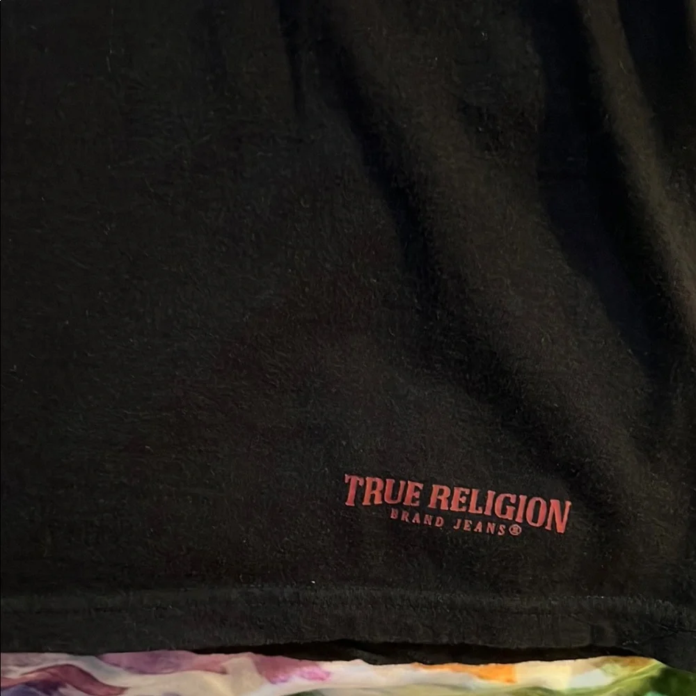 True Religion Black Tee with Red Logo